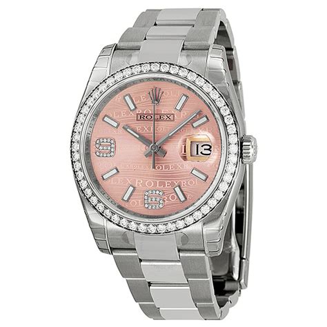 rolex oyster perpetual datejust pink|rolex datejust 36 pink diamond.